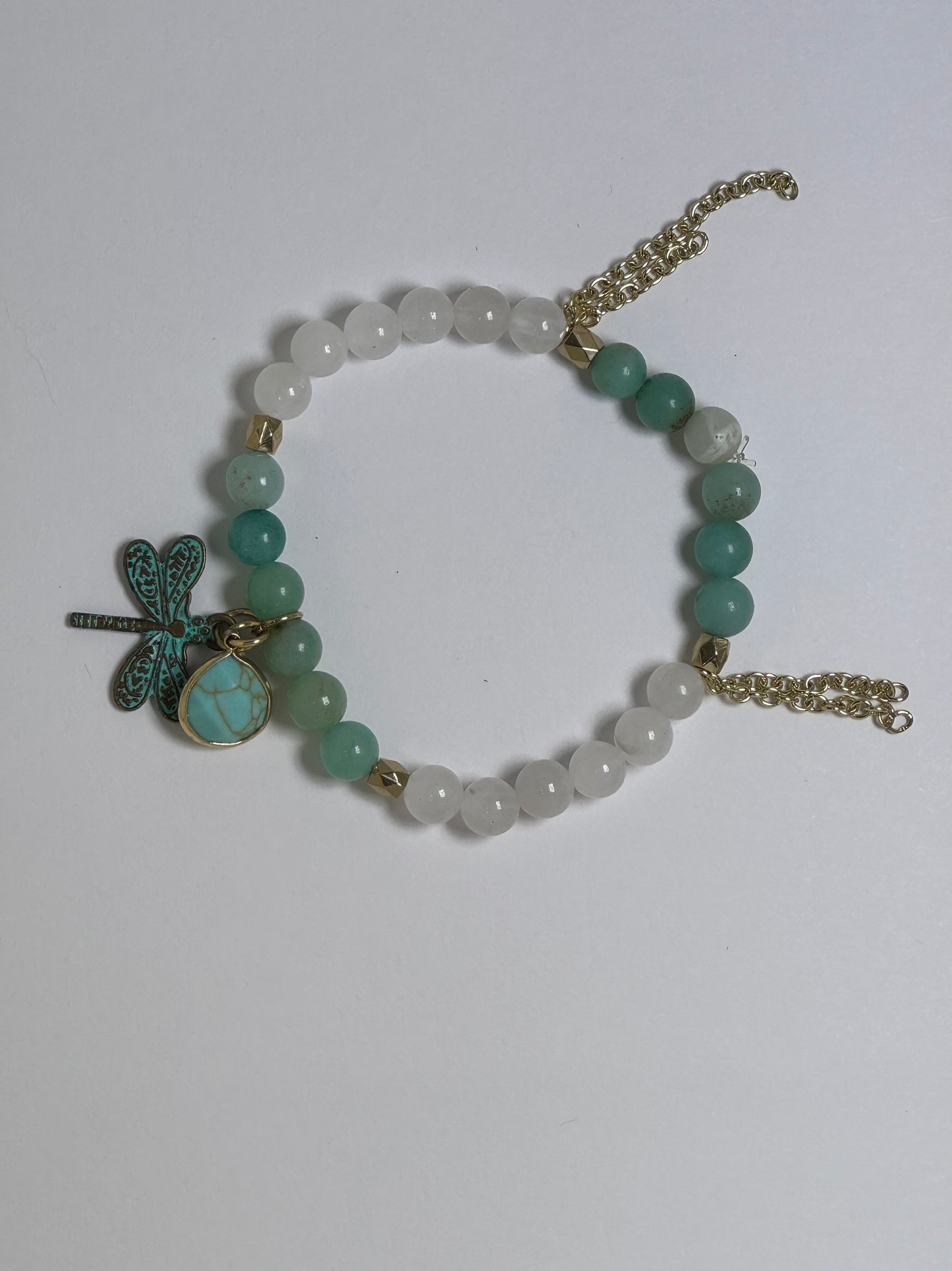 Milky Quartz & Green Chalcedony Bracelet