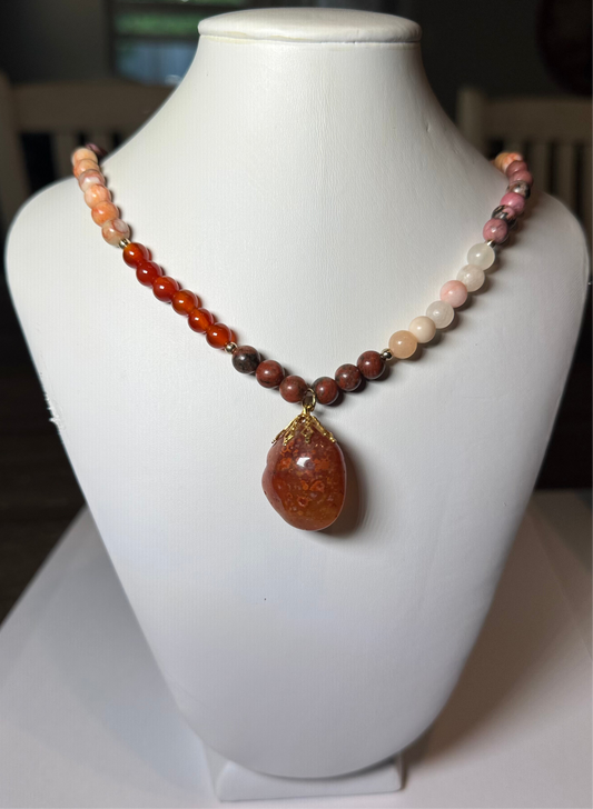 Carnelian, Rose Quartz, Rhodonite & Brecciated Jasper