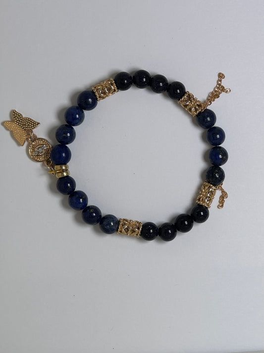 Lapis & Gold Stone Bracelet
