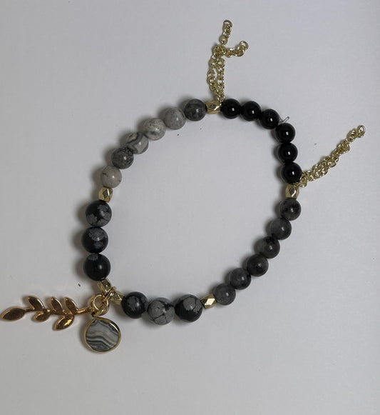 Obsidian, Jasper & Larvikite Bracelet