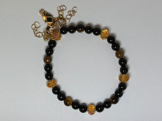 Tigers Eye & Obsidian Bracelet